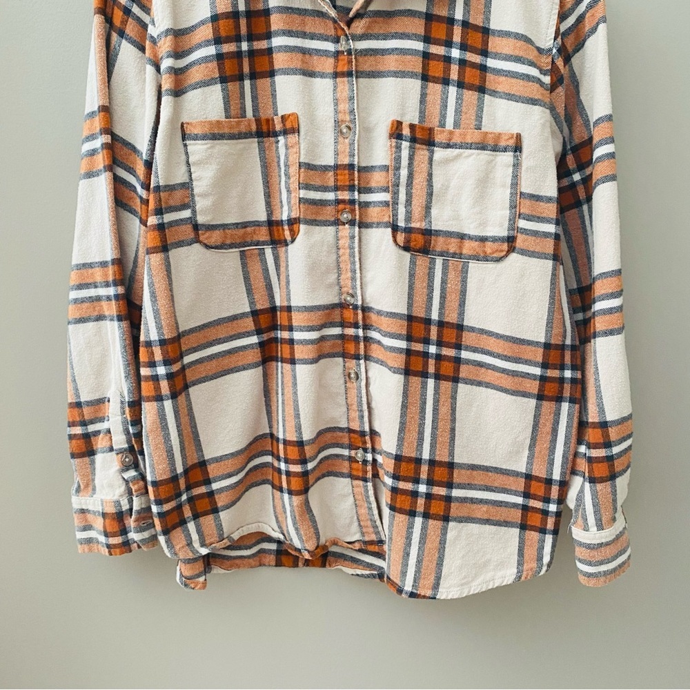 Universal Thread Button Up Flannel Top Cream/Oran… - image 3